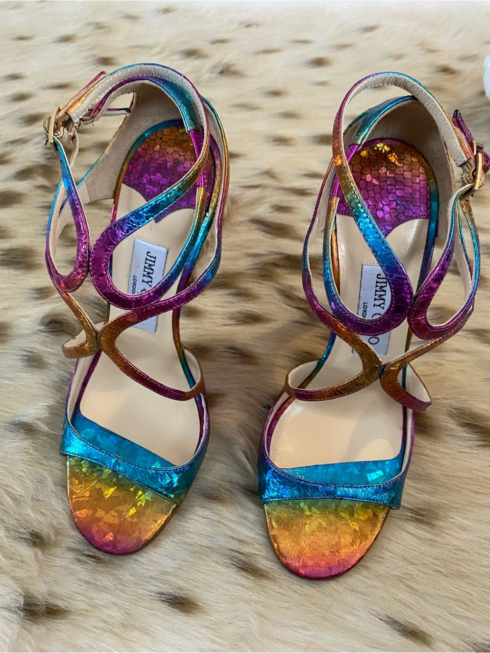 Rare Jimmy Choo Rainbow Panama Stiletto High Heels w Box - Picture 11 of 15